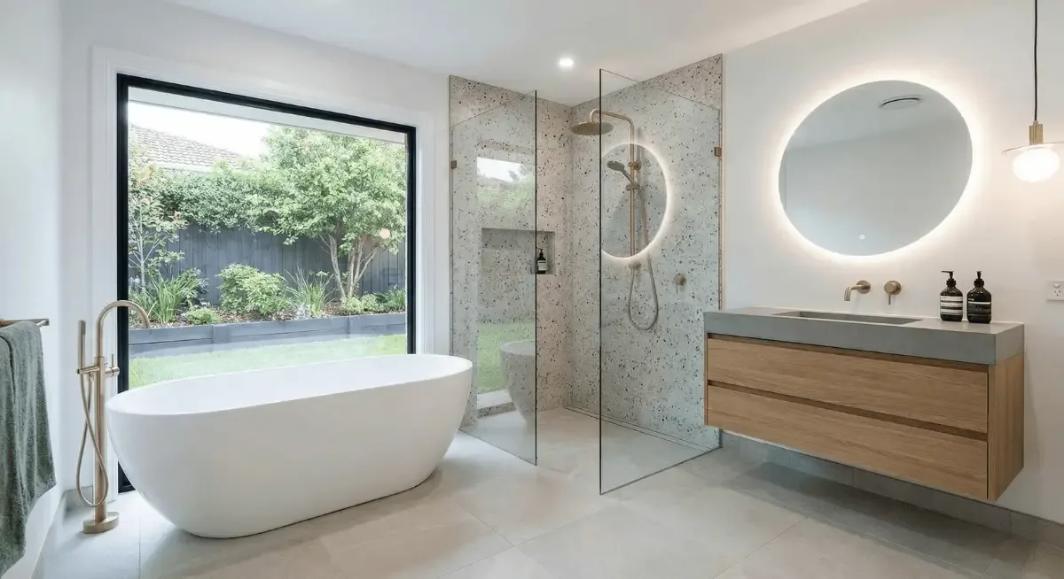 Finished renovated bathroom with new tapware and fixtures