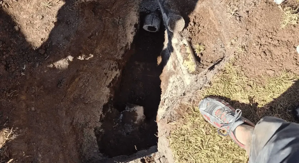 Excavated septic trench on a rural block in the Lockyer Valley