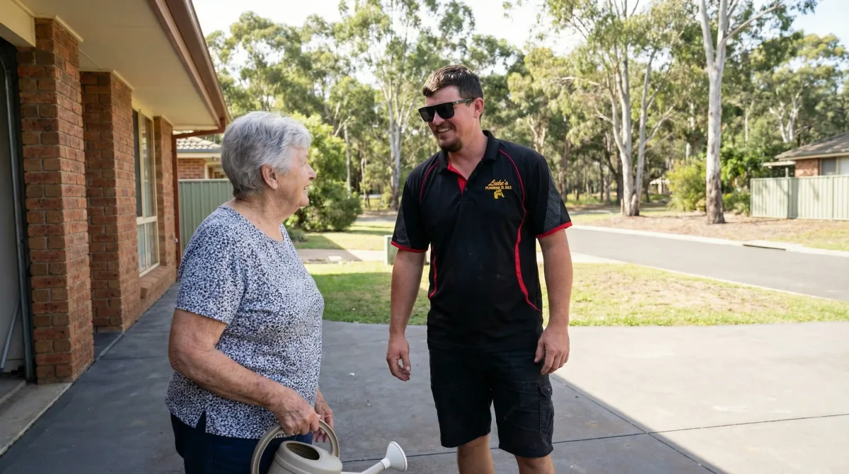 Luke talking a Toowoomba client through the job on site
